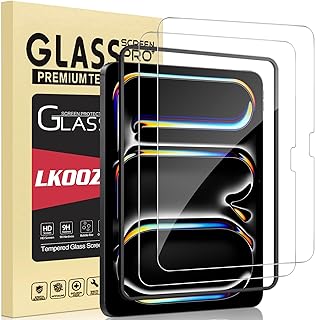 مجموعة من 2 واقي شاشة لجهاز اي باد برو 11 بوصة (M4) 2024 من الزجاج المقوى مع مساعد تثبيت الإطار، واقي شاشة HD مقاوم للخدش من لكوزو