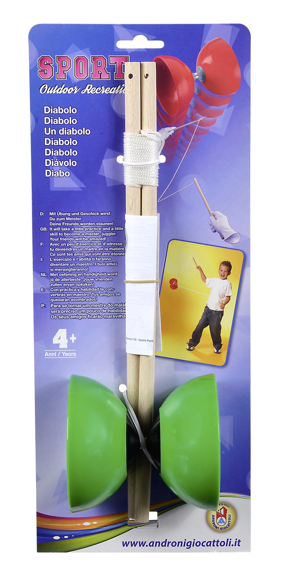 Simba Diabolo Juggling Game - Green Plastic Diabolo - Intermediate Skill Level - Ages Kid