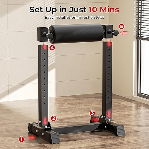 Miniatura 6 de BODYRHYTHM - Soporte de rodillo dividido búlgaro con 9 alturas de rodillo ajustables para sentadillas, estocadas de piernas, entrenamiento