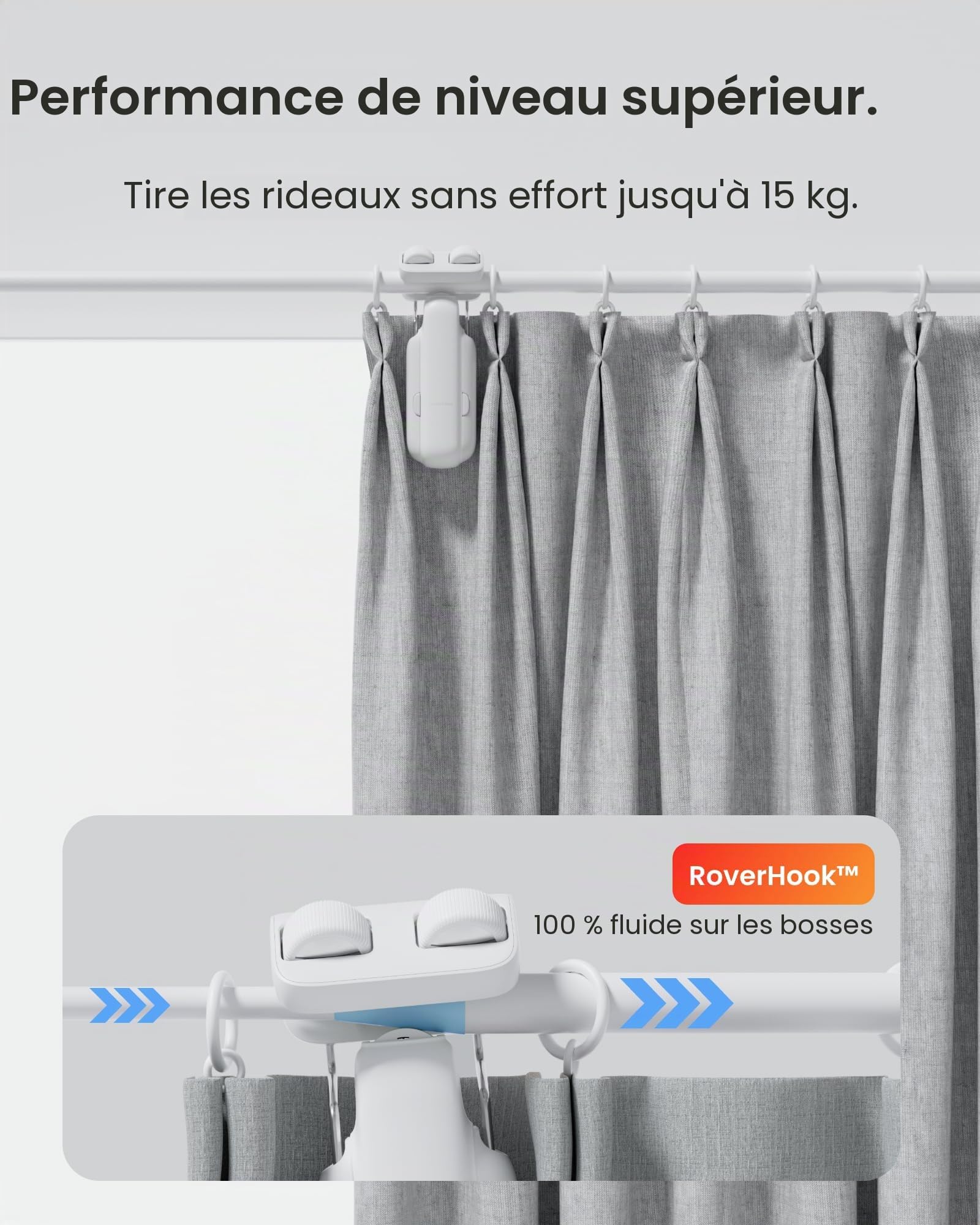 SwitchBot Ouvre-Rideau Électrique pour Tringles, Curtain Rod 3 2025 Lot 2 Moteurs et 1 Télécommande, Contrôle Bluetooth & App, Moteur Silencieux Puissant, Compatible Matter & Apple Home (Hub requis)