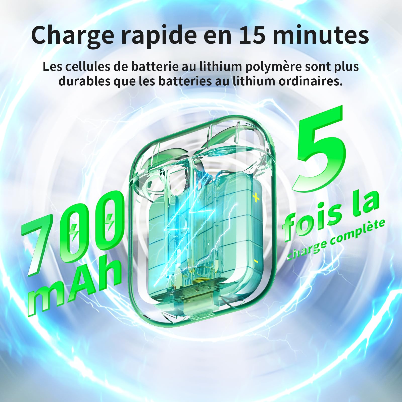 ULuck Étui de Chargement sans Fil de Remplacement Compatible avec Les Air Pods 1 et 2,étui de Chargement 700 mAh avec Bouton Bluetooth pour l'appairage