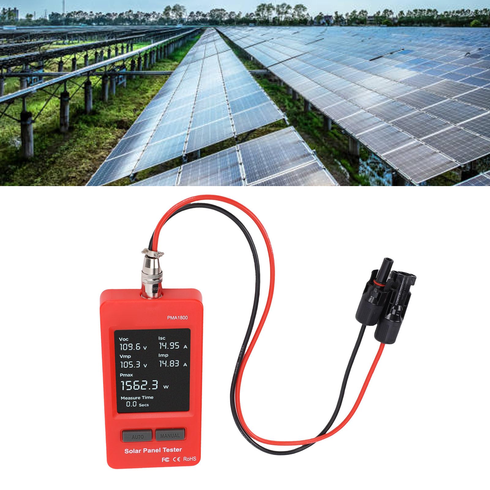 Pissente 1800-W-Solarpanel-Tester Photovoltaik-Multimeter MPPT-Messgerät mit Großem LCD-Bildschirm und EVA-Tasche