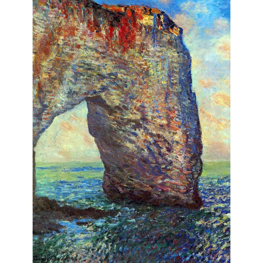 Wee Blue Coo Claude Monet Rocky Cliffs Of Étretat (La Porte Man) Old Painting Art Print Poster Wall Decor 12X16 Inch