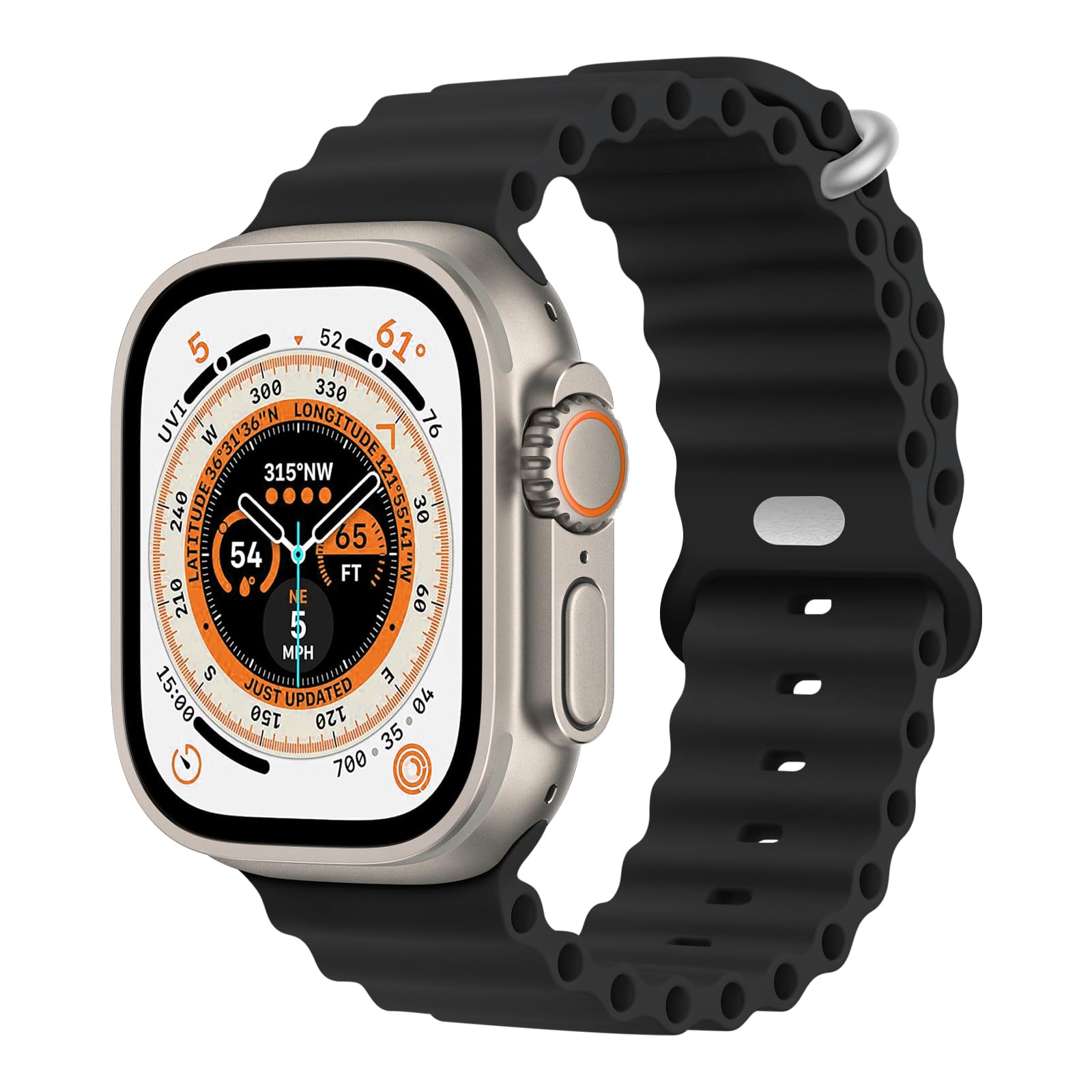 Photo 1 of Ctswx Ocean Band Compatible with Apple Watch Ultra 2 Band 49mm 45mm 44mm 42mm 46mm Women Men, Silicone Sport Band Adjustable Strap With Buckle for Apple Watch Ultra 3 1 iWatch Series 11 10 9 8 7 6 5 4 3 2 SE (Black, 42mm(Series 3)/49mm/46mm/45mm/44mm)