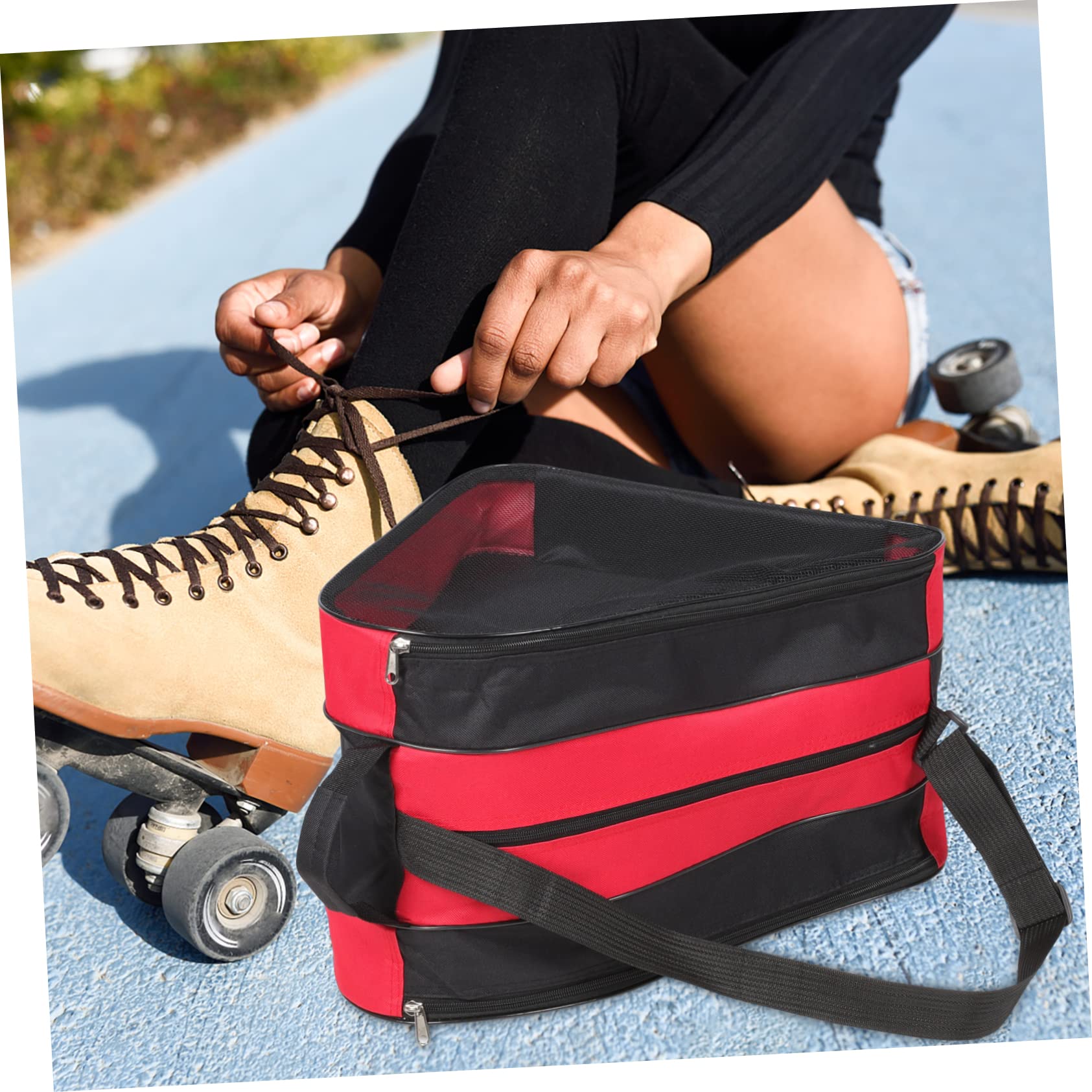 Abaodam Borsa per Pattini a Rotelle 2 Pezzi Oxford Cerniera | Roller Skates e Inline Skates, Cordino per Trasporto, Riutilizzabile e Facile da Pulire