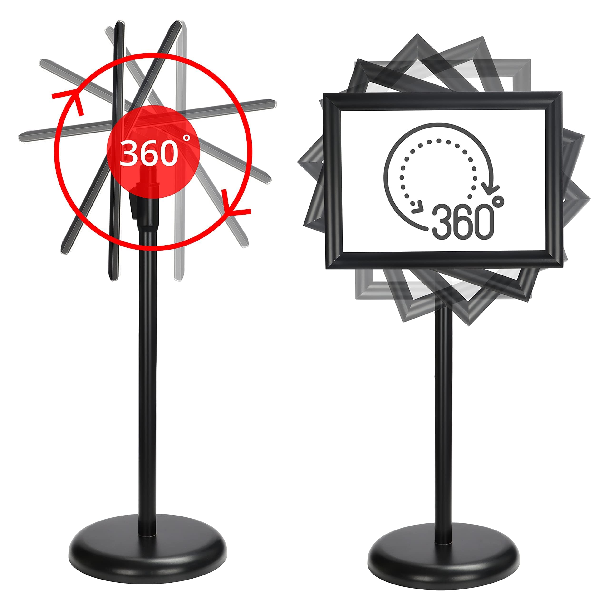 BELLE VOUS Espositore A3 Poster Board Nero - Espositori per Negozi Piedistallo in Alluminio - Espositore da Terra Porta Avvisi Verticale e Orizzontale per Matrimoni, Attività e Porta Menu Ristorante