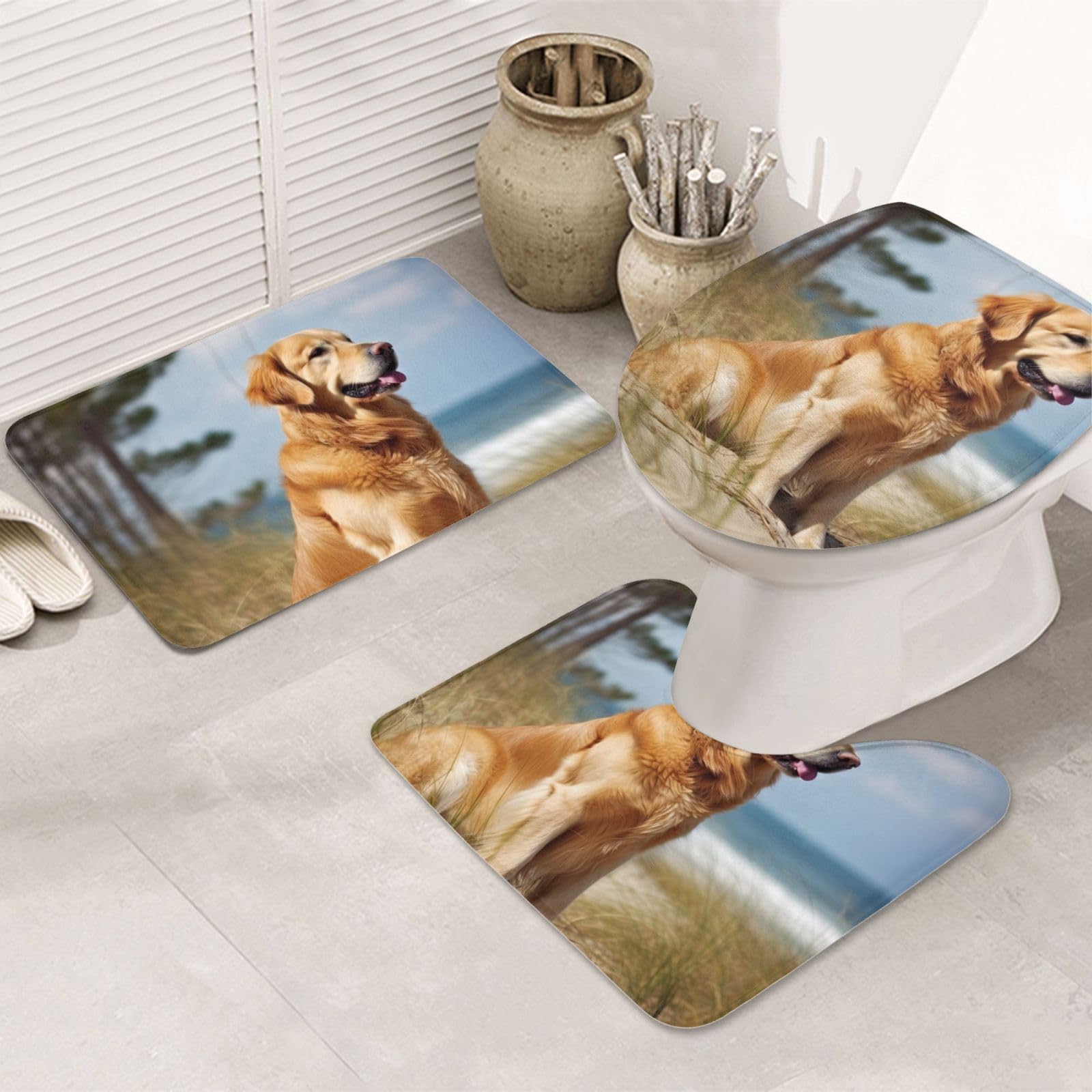 Tapis de bain absorbants Golden Retriever lavables et sécurisés