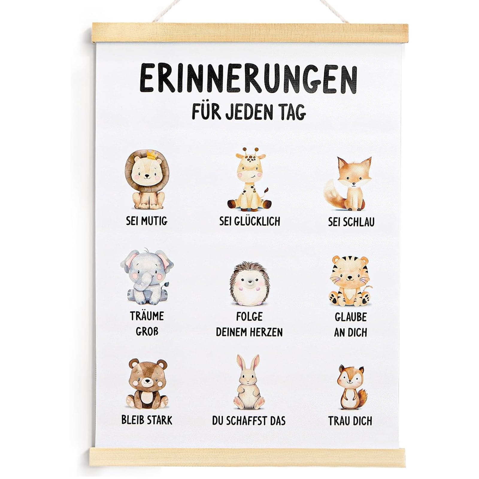 Kinderzimmer Bild 30x40 cm, Wanddeko mit Motivationsspruch, Leinwanddruck für Baby- und Kinderzimmer, Inspirierendes Geschenk für Jungen und Mädchen, Vorschullernposter, Dekoration mit Holzrahmen