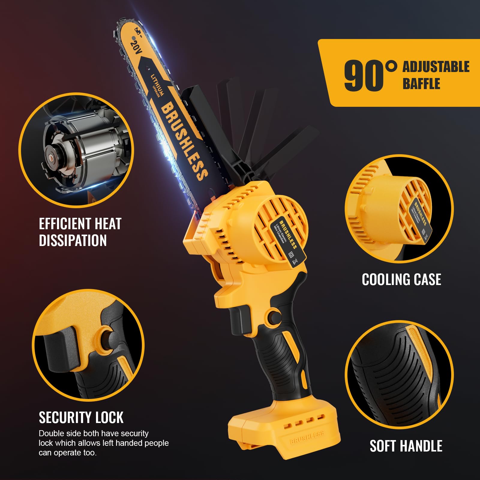 Bezprzewodowa mini piła łańcuchowa 20 cm do Dewalt 20 V MAX zasilana bateriami (bez baterii), elektryczna piła łańcuchowa, bezprzewodowa, przenośna, mała, ładowalna piła łańcuchowa do przycinania