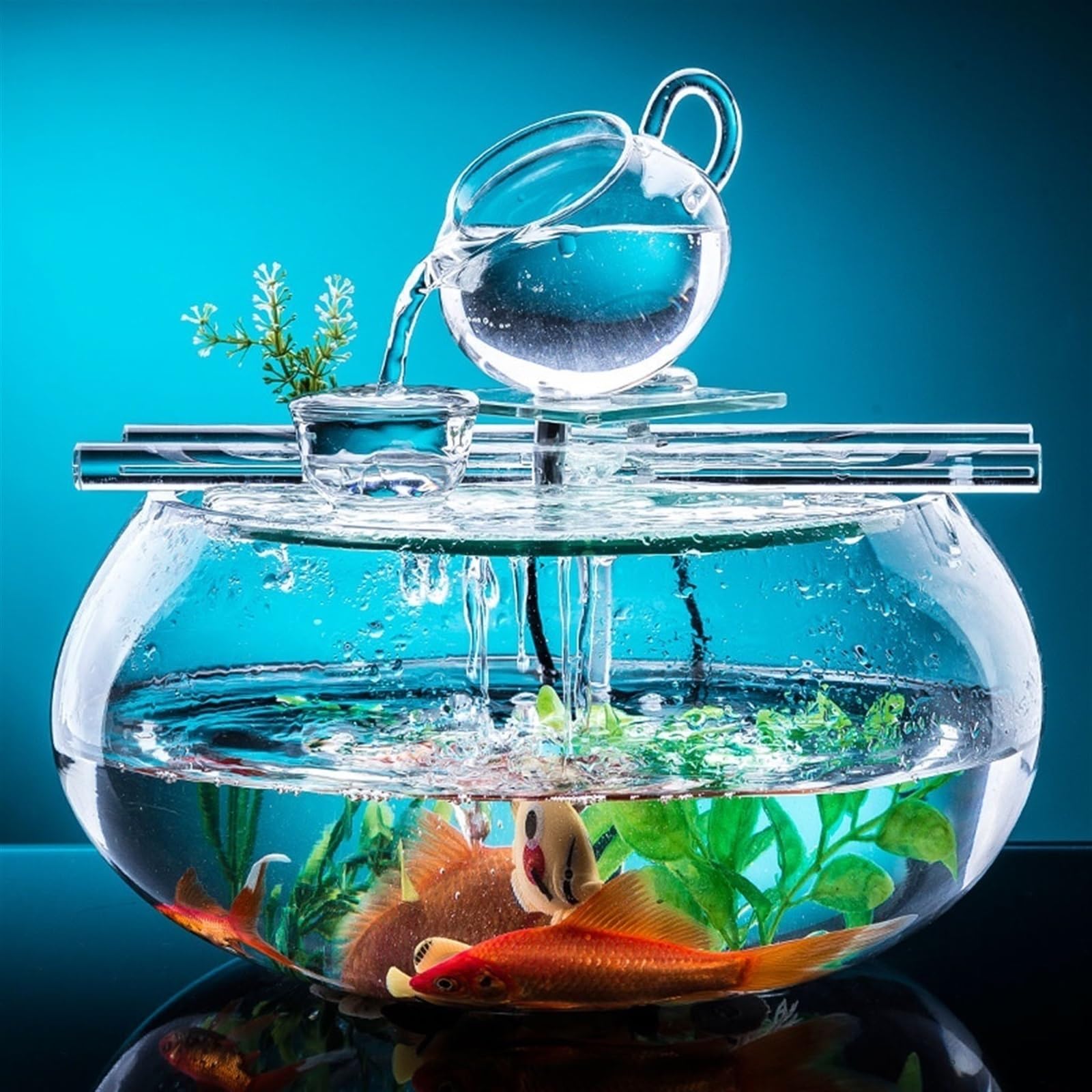 BCOATH Aquarium Glazen Ronde Tafel Glazen Bloemenvaas Rode Vis Spel Evenement Gouden Vis Pot Duidelijke Vis Kom Ronde Vaas Een Glas Kantoor Muziekstandaard Lotus Pot