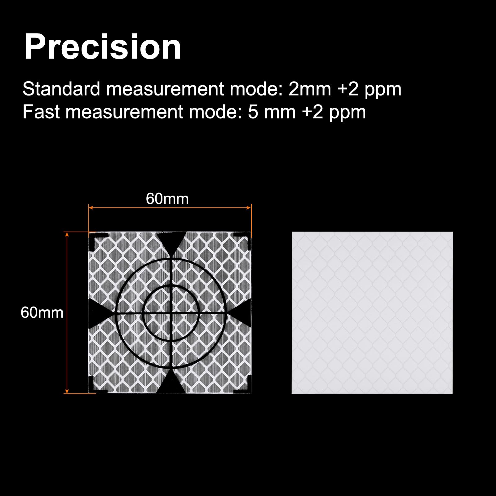 HARFINGTON 30 hojas reflectoras de encuesta de 60 x 60 mm, cinta reflectante autoadhesiva, marca de objetivo para estaciones totales, tono plateado