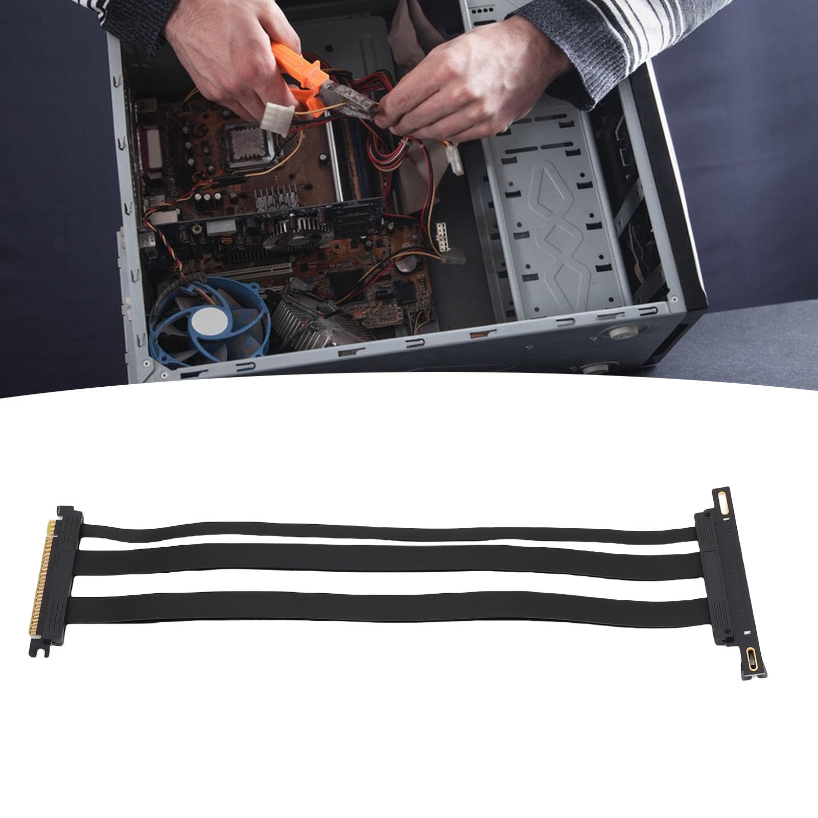 Generic Ekranowany Kabel Riser PCIe 5.0 X16 do RTX 4090 (Ti) Kabel Przedłużający 128 Gb/s do Obudowy Komputera PC Serwer o Małej Przestrzeni ITX Buduje się w Kolorze Czarnym (40cm) (40cm)