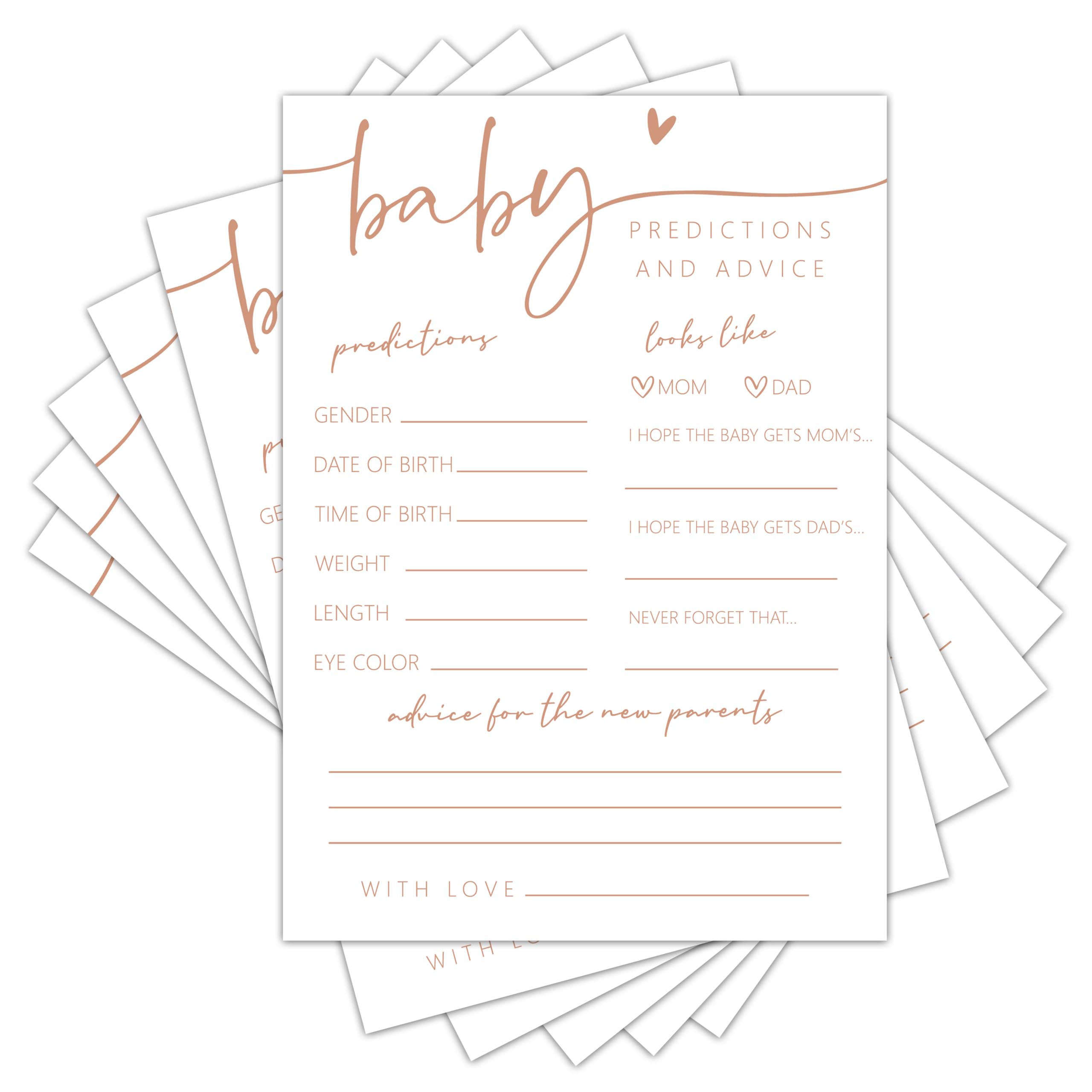 TIRYWT Baby Prediction and Advice Cards, Baby Shower Games Cards, Minimalism Boy or Girl Baby Gender Reveal Party Favors Decorations and Supplies, 25