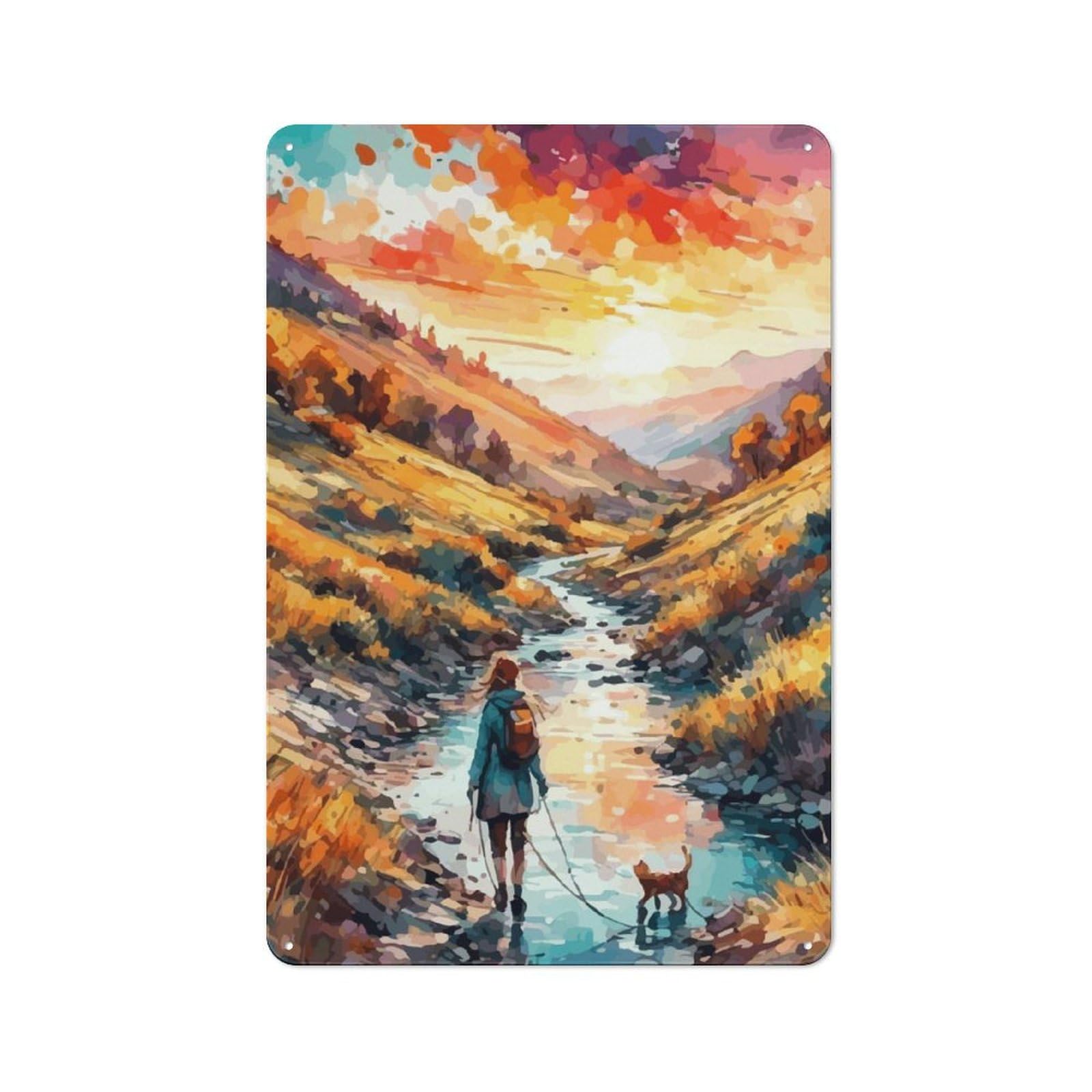 Junmoney Sunset In The Pyrenees Retro-Style Metal Sign 30X20cm For Studio Or Craft Room, Gift For Studio Decor Lovers During The Christmas Season