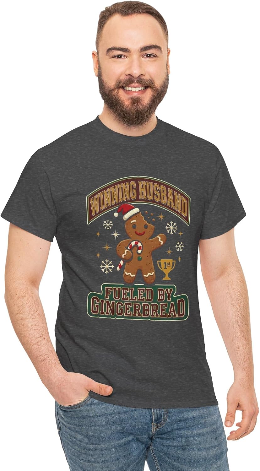 Winning Husband Fueled by Gingerbread Funny Christmas Cookie Baking Humor Graphic Dark Heather
