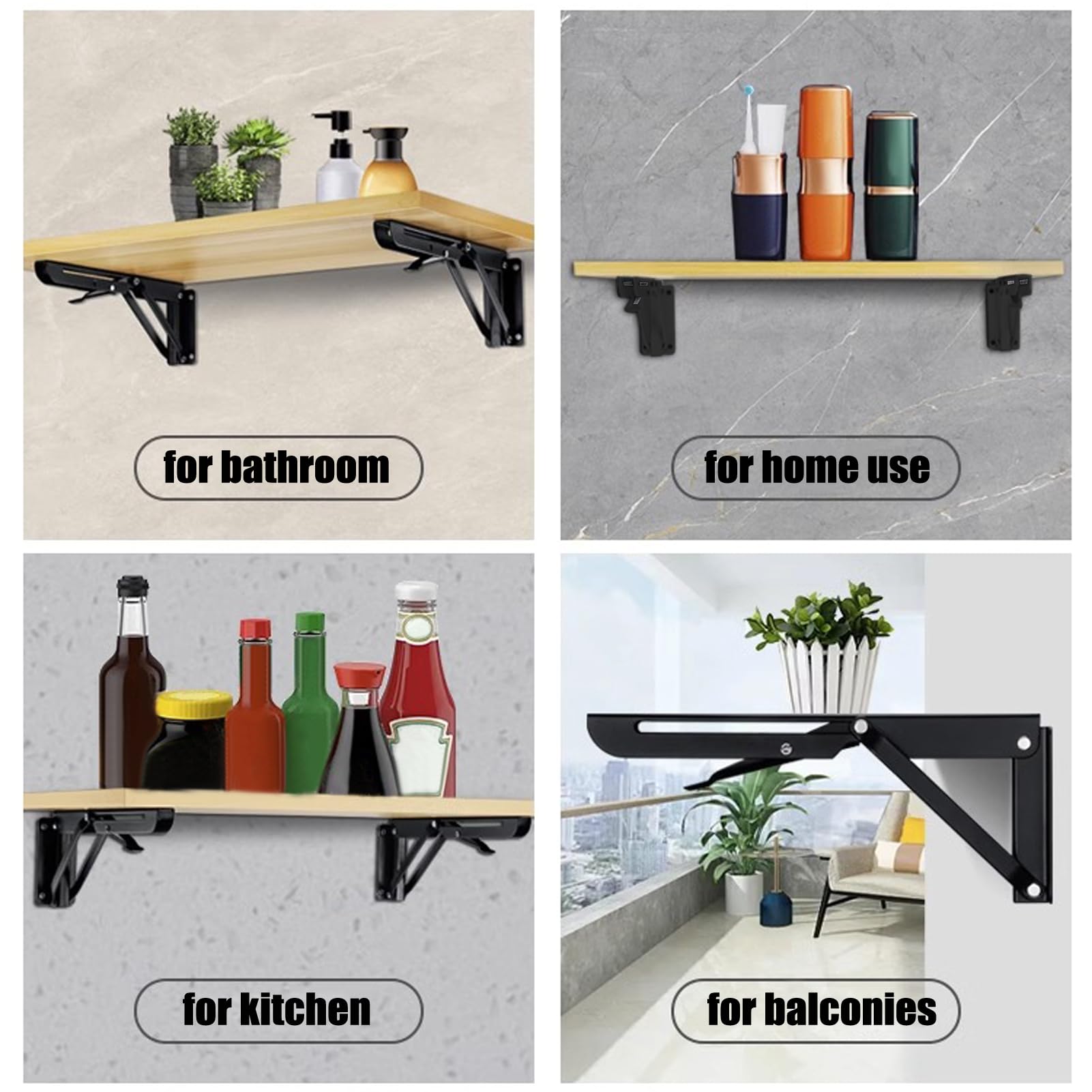 Support Equerre Pliable 500mm, Équerre Rabattable Charge Lourde 2 Pièces, Equerre Murale Rabattable, Consoles Pliantes pour Garage, Bureau, Chambre, Tablette Murale Rabattable 50 cm
