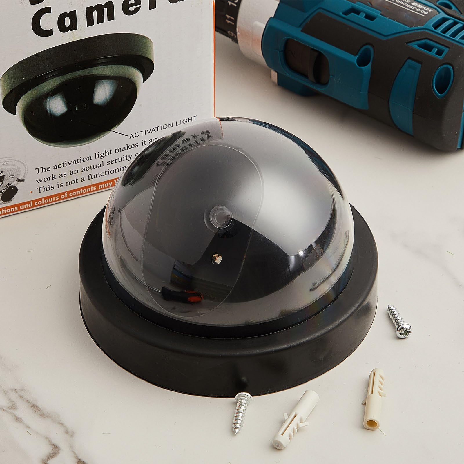 Kanayu 8 Stück Dummy Fake Kamera CCTV-Kuppel Gefälschte Sicherheit mit blinkendem rotem LED-Licht Kabellose Überwachungs-Dummy CCTV für Außen Lockvogel Kamera mit Schrauben Klebeband für drinnen und
