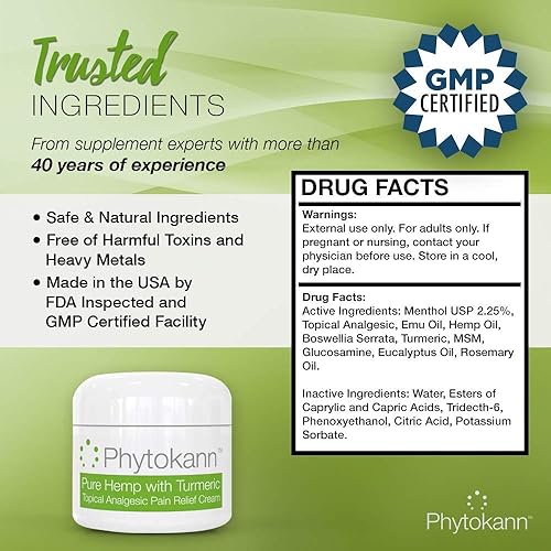 Miniatura 6 de Crema de cáñamo - Crema natural de extracto de cáñamo para apoyo y dolor de espalda, articulaciones y músculos. Fabricado en Estados Unidos con