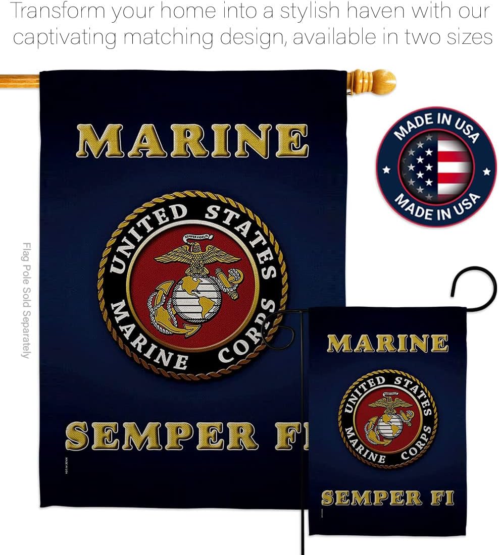 United State Marine Corps USMC Semper Fi Flag Double-Sided Lawn Decoration Gift House Garden Yard Banner American Military Veteran Official Licensed 12" x 18" Made in USA image 4