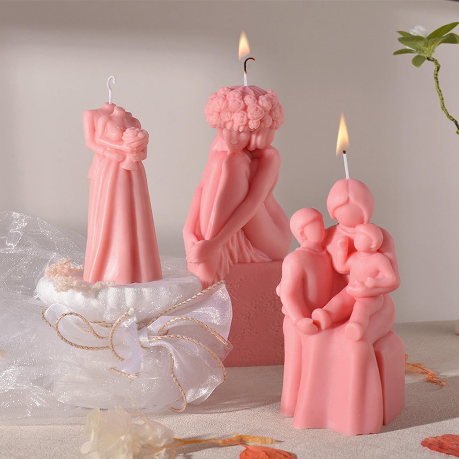 Stampi a coppia, in silicone epossidico, per fondente, cioccolato, caramelle, madre e figlio, coppia in resina per decorazione domestica