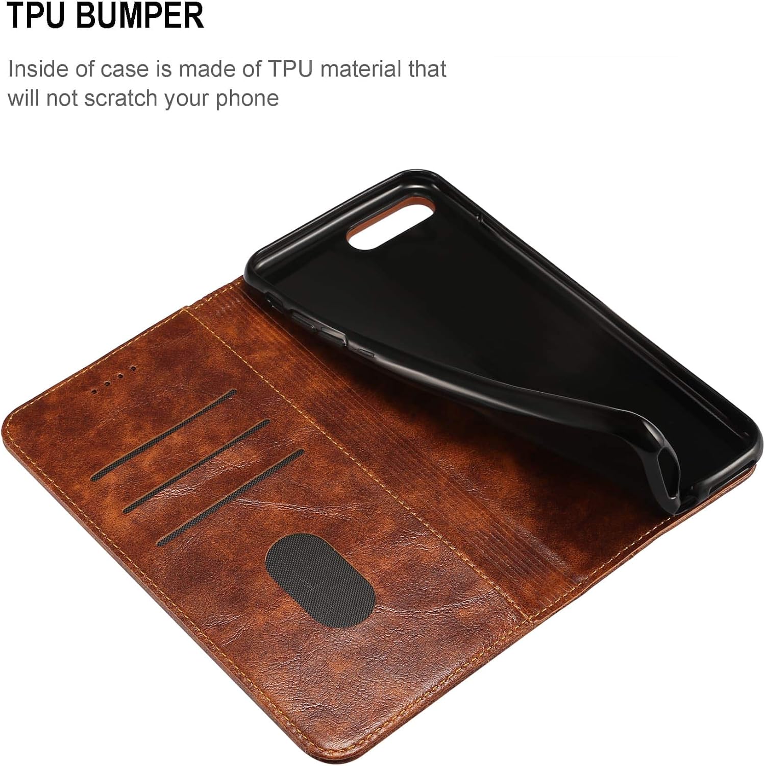 SINIANL iPhone 8 Case, iPhone 7 Case, Leather Wallet Folio Case Book Design Flip Cover with Stand and ID Credit Card Slot Magnetic Closure for iPhone 8/7 Brown