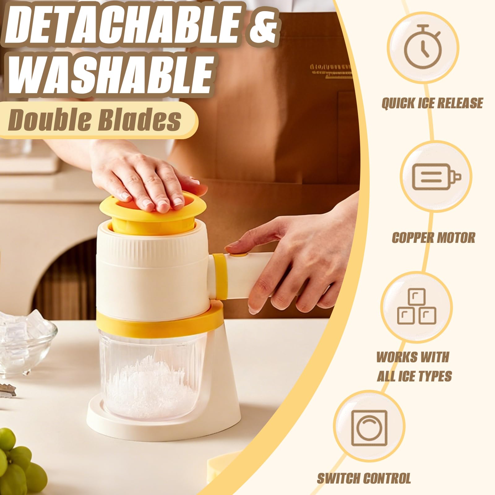 Trituradora De Hielo, Mini Máquina Electrónica Para Cubitos De Hielo Máquina Multifuncional Portátil Para Hacer Granizados Con 2 Cuchillas De Acero Inoxidable Para Reuniones Familiares