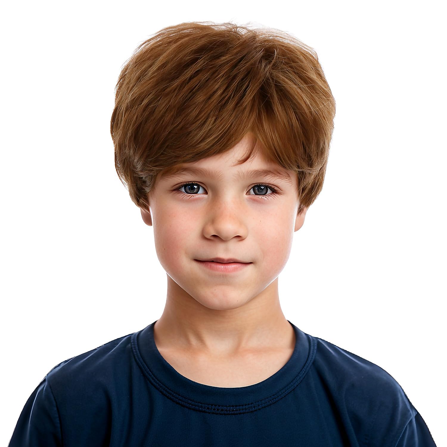 Short Layered Brown Kids Wig Synthetic Boys Child Wig Cosplay Halloween Costume Party
