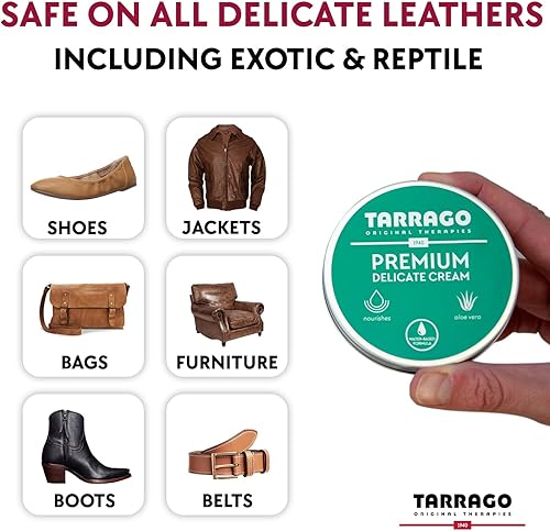 Miniatura 7 de Tarrago Crema Delicada - Crema nutritiva y limpiadora prémium para artículos de cuero con aceites naturales y aloe vera, Varios colores
