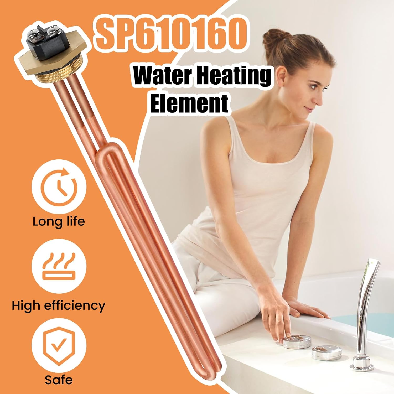 2pcs Large Flange SP610160 4500 Watt Water Heater Element Compatible with Rheem Marathon Water Heater,Suitable for CMR105245 40245 50245 50245CN S5245 MR30245C 30245US