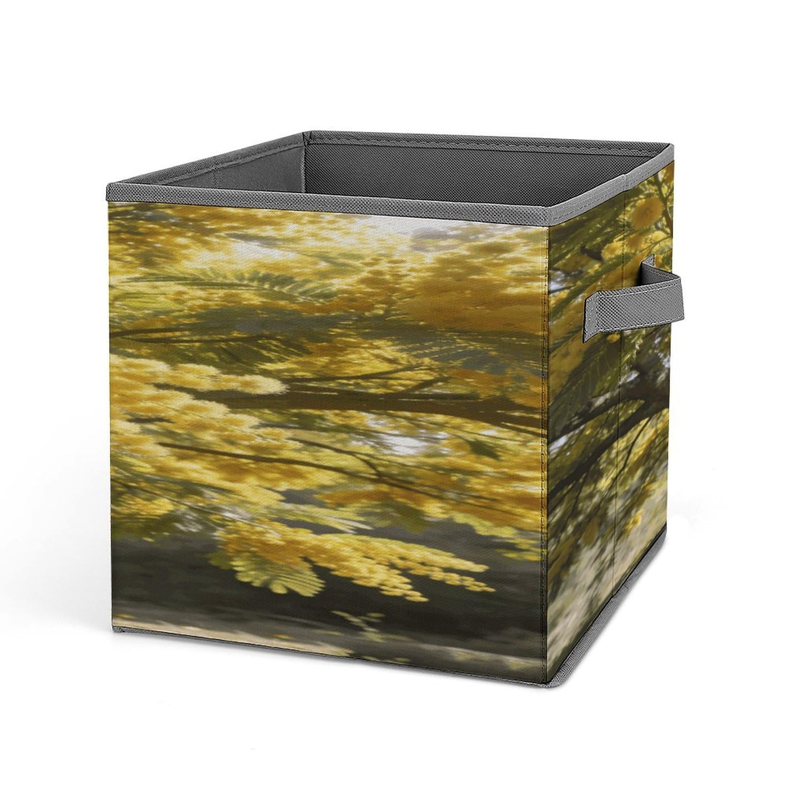 VstaDank Acacia Storage Bin Collapsible Storage Cubes Organizer Oxford Cloth Storage Box with Dual Handles Large Stackable Closet Storage Bins for Sheets Hat Sweater