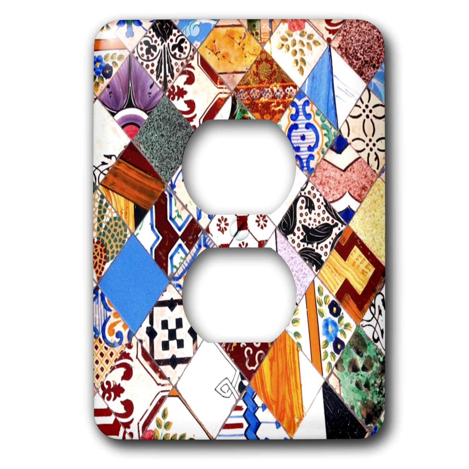 Cubierta de salida de 2 enchufes con diseño de azulejos mediterráneos modelo lsp_317210_6