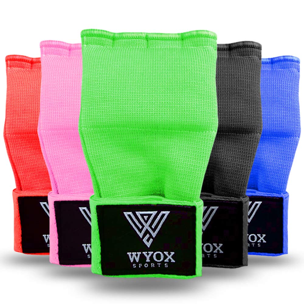WYOX Boxing Hand Wraps Gel Knuckle Padded Inner Elastic Quick Wraps Fist Protection Boxing Gloves for Women Men Wrist Wrap MMA Muay Thai Training Handwraps (Neon Green, S-M)