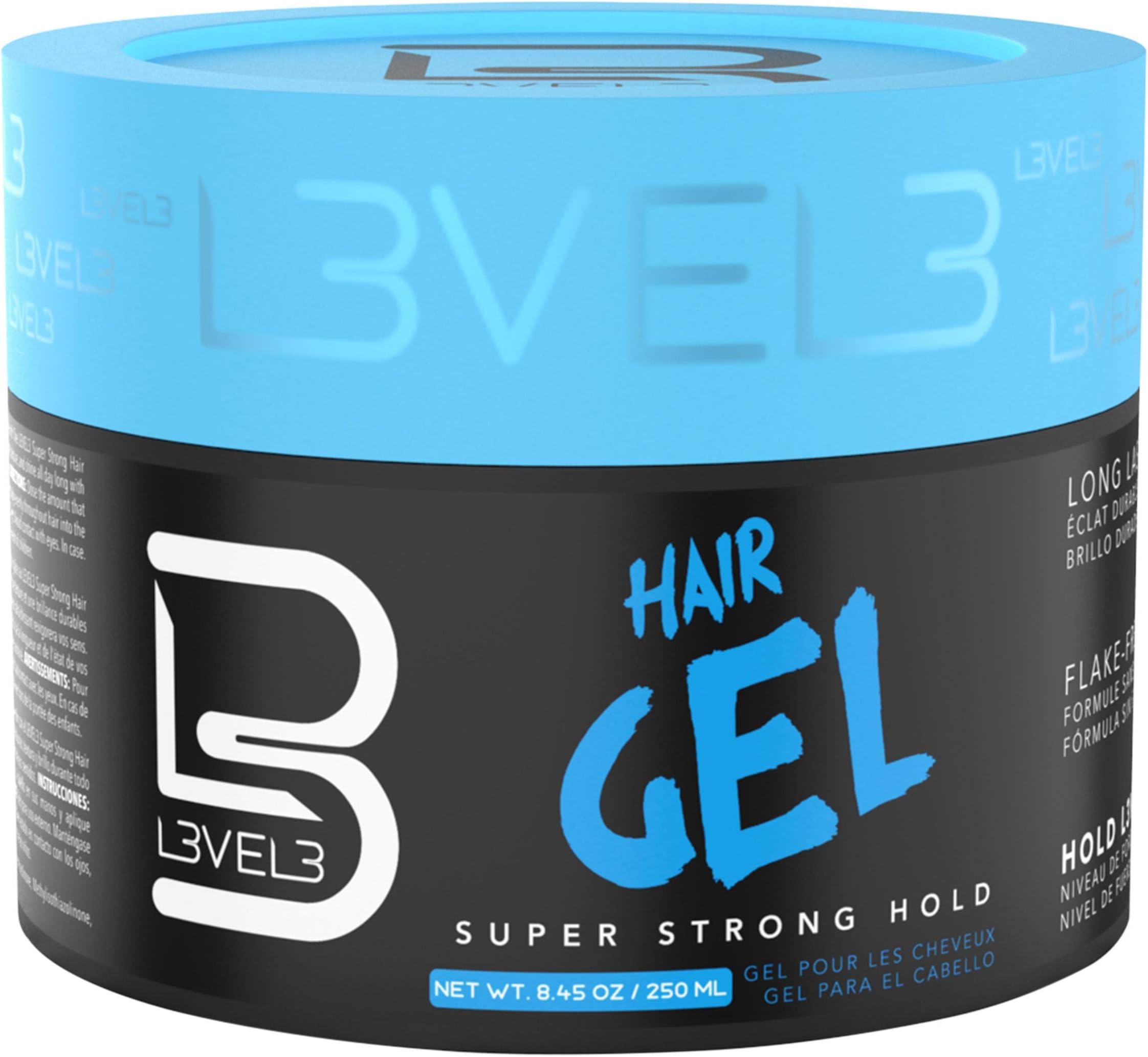 L3 - Hair Gel - Super Strong Hold - Flake Free - Long Lasting Shine - For Men and Women - Level 3 Gel - Add Volume and Texture