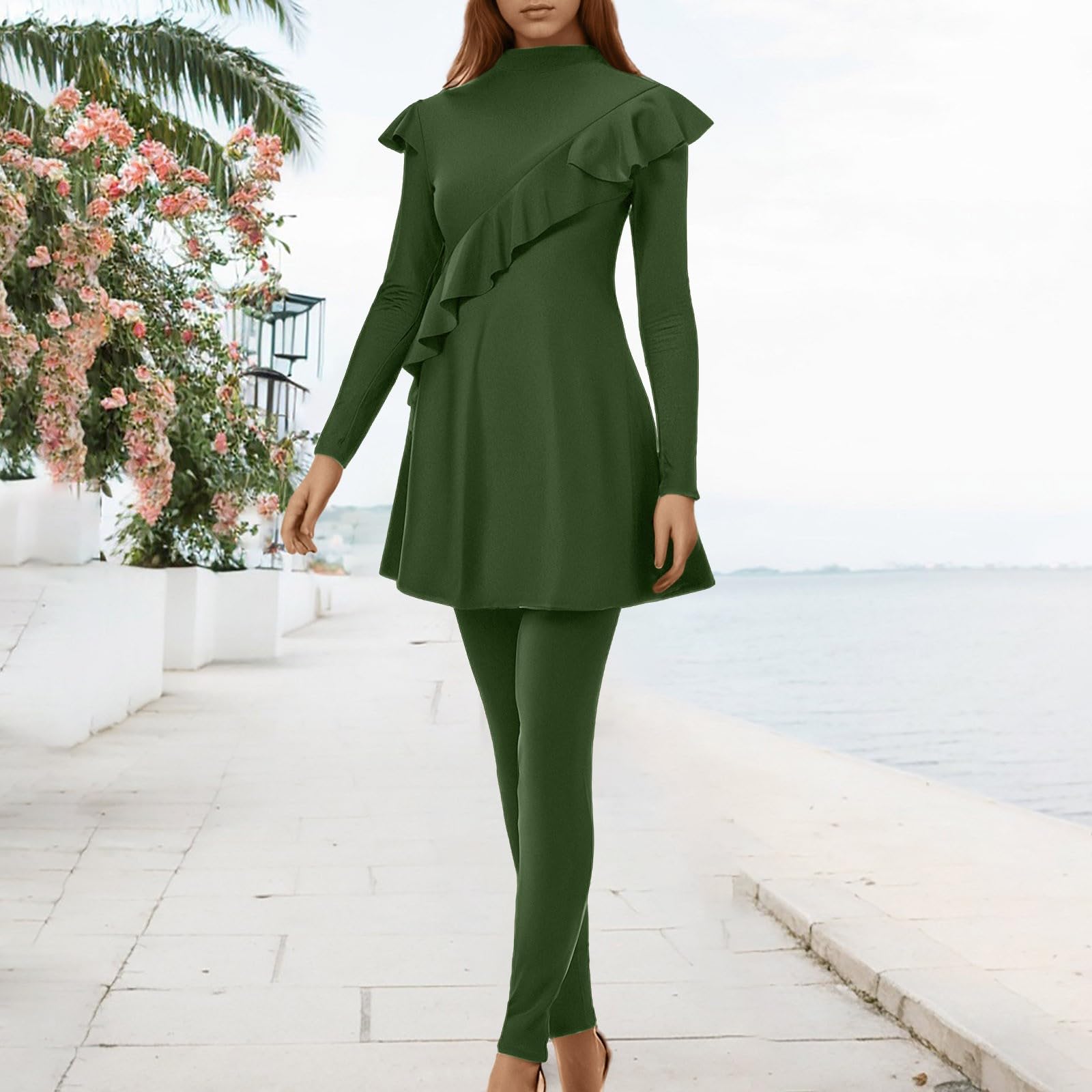 Femmes Maillots de Bain Musulmans Islamique Modest Couverture Complète Burkini Manches Longues Haut Pantalon Natation été Tenue de Plage Maillots Rashguards 3 Pièce Confortable
