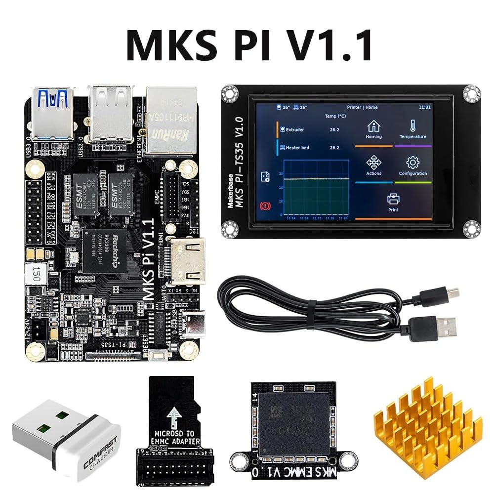 TwoEagles MKS Robin Nano V3.1 32bit 168MHz Controlador Placa Base TS35 Pantalla Táctil Módulo WIFI Placa Robin para Impresora 3D SP-5 (Set-7)