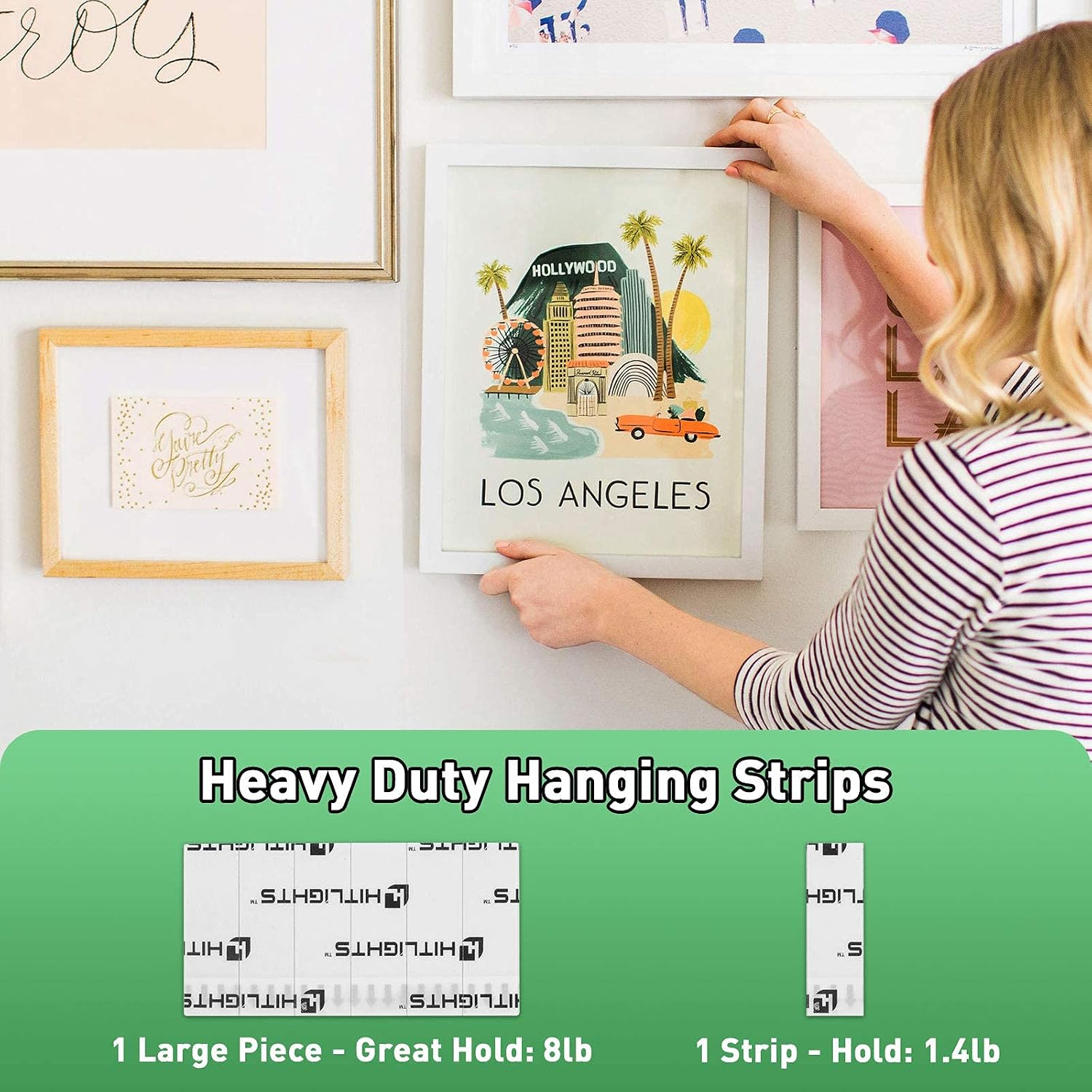 HitLights Picture Hanging Strips, 120pcs Replacement Waterproof Heavy Duty Double Sided Strips, Decorate Without Damage for Wall Art, LED Lights, Home, Office | 1.8in x 0.6in Strip, White