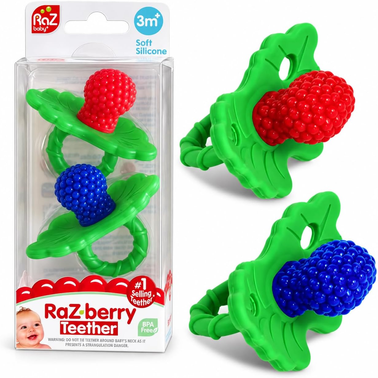 Razbaby Raz-Berry silicone Teethers Double Pack Both Colors in One Package. by Razbaby [並行輸入品]
