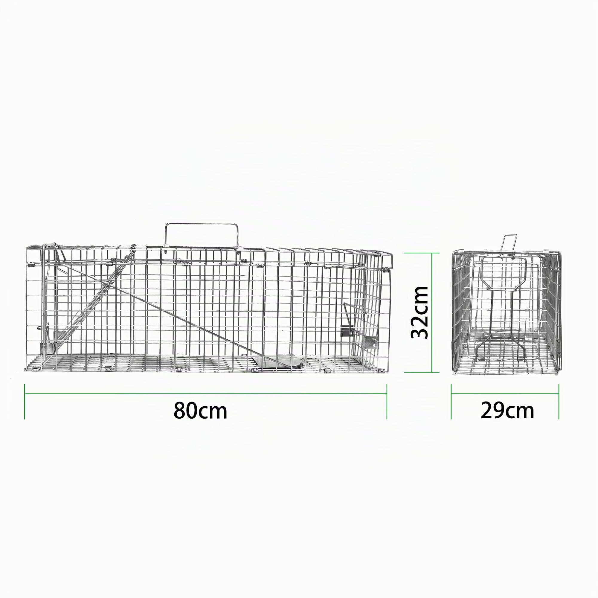 Elbe Safe Marderfalle lebend, Lebendfall für Marder, lebende Tierfalle aus Draht, verzinkt, bissfest, Katzenfall, Fuchsfalle, Hasenfalle, Waschbärfalle, 80x29x30 cm, 1 Falltür, Handgriff, wetterfest