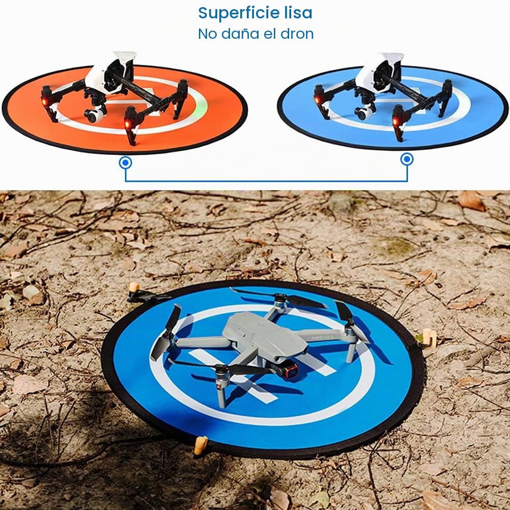 MMOBIEL Zona de aterrizaje Drone Landing Pad Impermeable 75 cm, Doble Cara Naranja/Azul para Drones helicópteros a distancia DJI Mavic Mini 2 / Zoom/Air Fly 2 / Phantom/FPV/Inspire