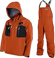 Vista 7 de Men’s 3-Layer Waterproof Fishing Jacket & Bib Pants Set – Waders & Foul Weather Gear