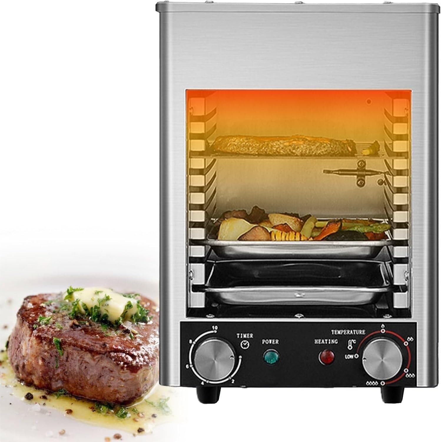 Electric Steak Oven，Indoor Electric Steak Broiler,Commercial 10 Layer Steak Grill with Temperature Adjustable,Portable Countertop Oven