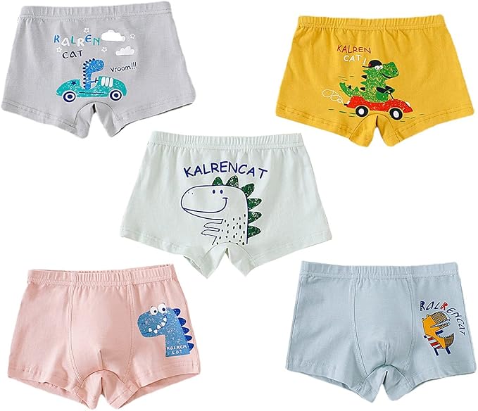 Boxer Enfant Garçon Lot De 5 - Coton 95% - Taille 2-14 Ans - Confortable Et Respirant