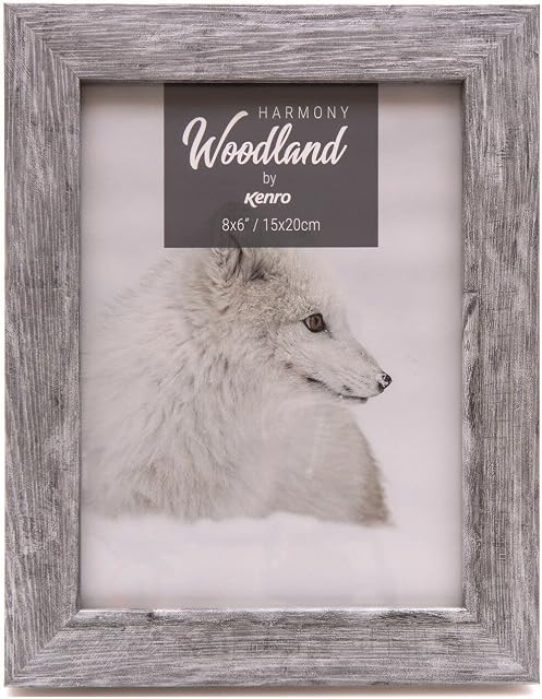 Kenro Harmony Woodland Silver Grey Rustic Wood Effect Photo Frame 8x6 Inch / 15x20cm - HW1520GY Inch