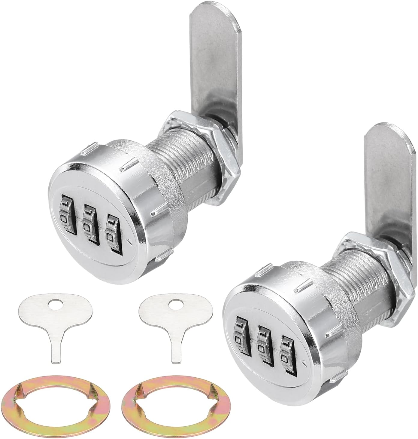 PATIKIL 2PCS Combination Cabinet Lock, 1Inch 3-Digit Keyless Metal Drawer Small Round Head Locks with for Kitchen Cabinet Closet Cupboard Locker Wooden Door, Silver