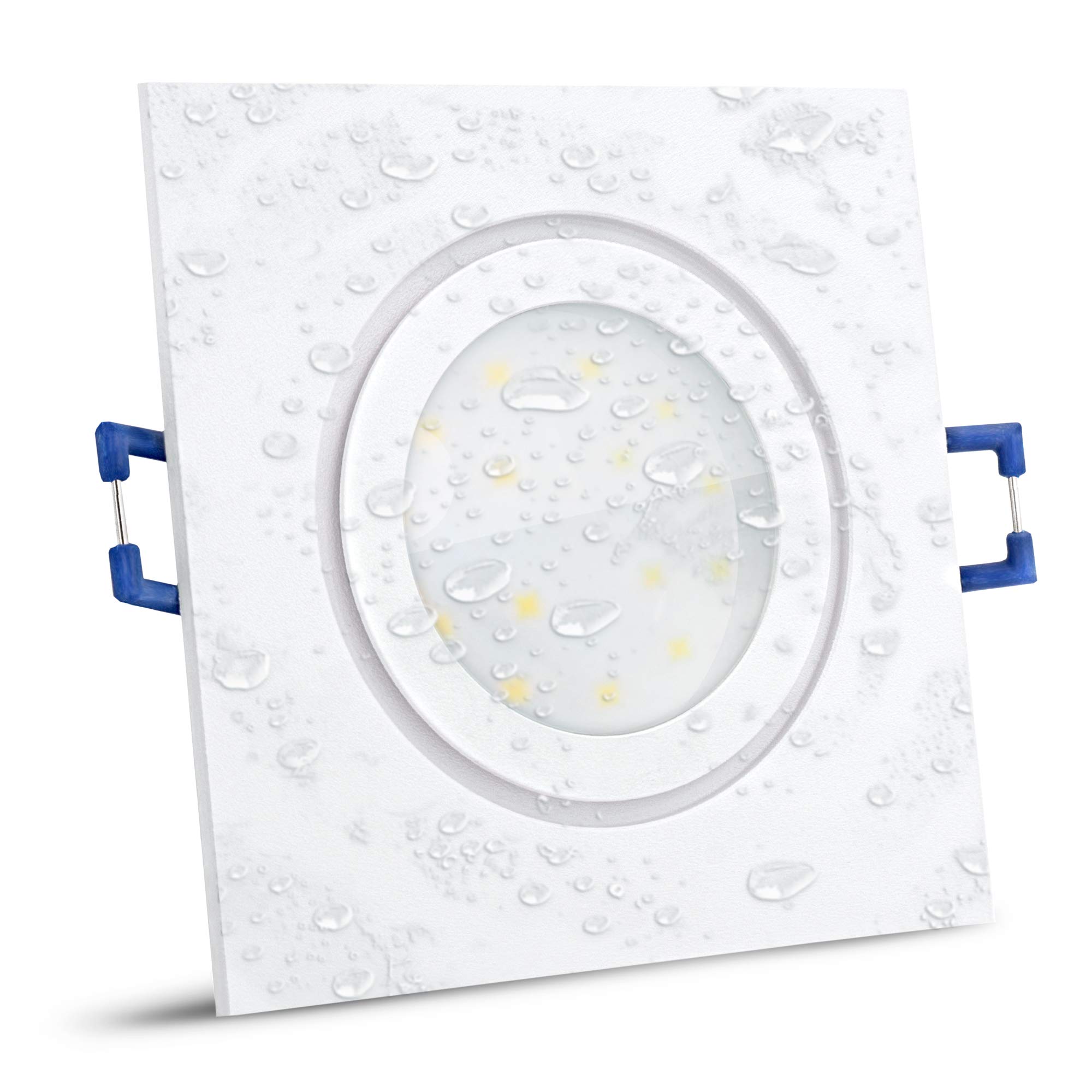 SSC-LUXon QW-2 Einbauleuchte LED Badezimmer IP44 extra flach - LED 4W neutralweiß tauschbar - Bad Einbauspot 230V weiß eckig