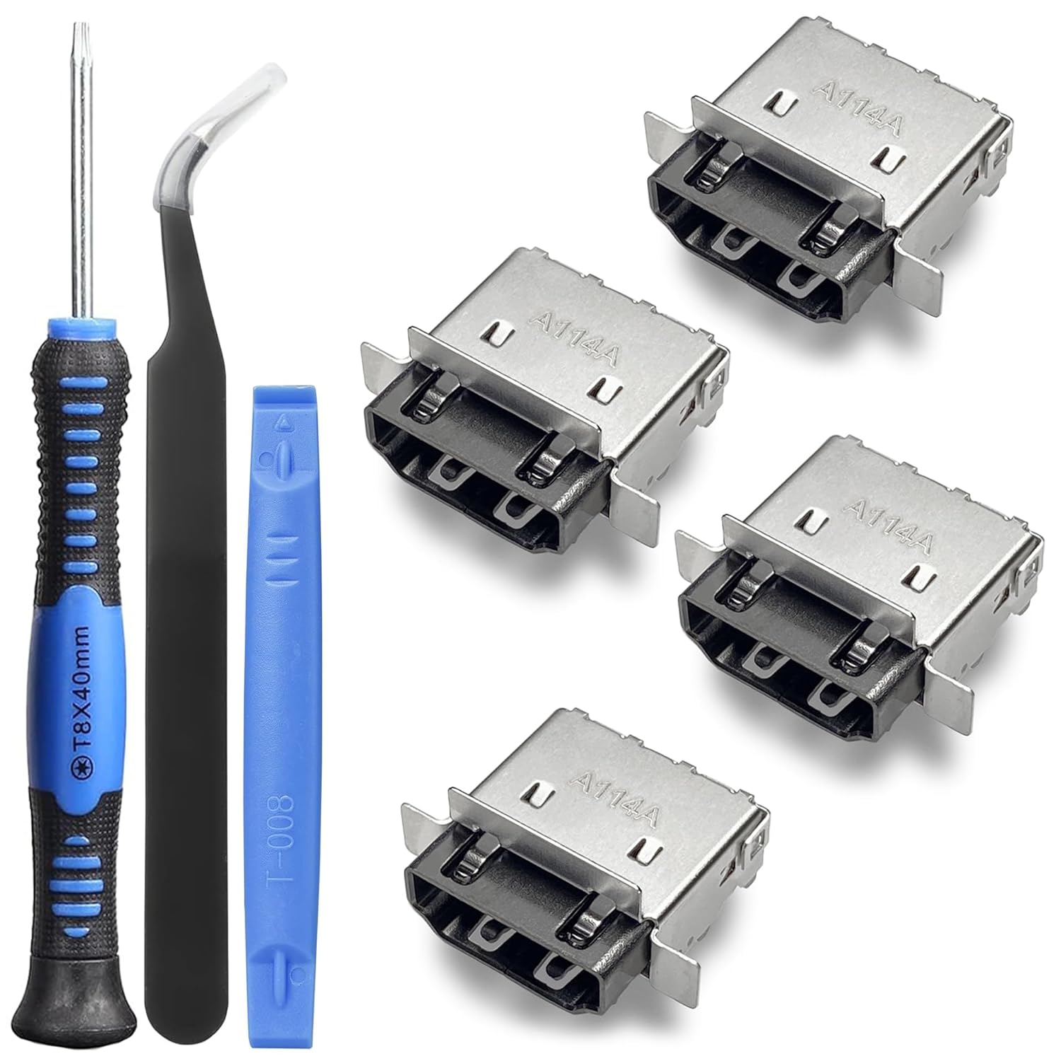 4 Pack HDMI Port Replacement for Xbox Series S Console, Display Socket Jack Connector Repair for XSS Console, M1097399-Original OEM Quality