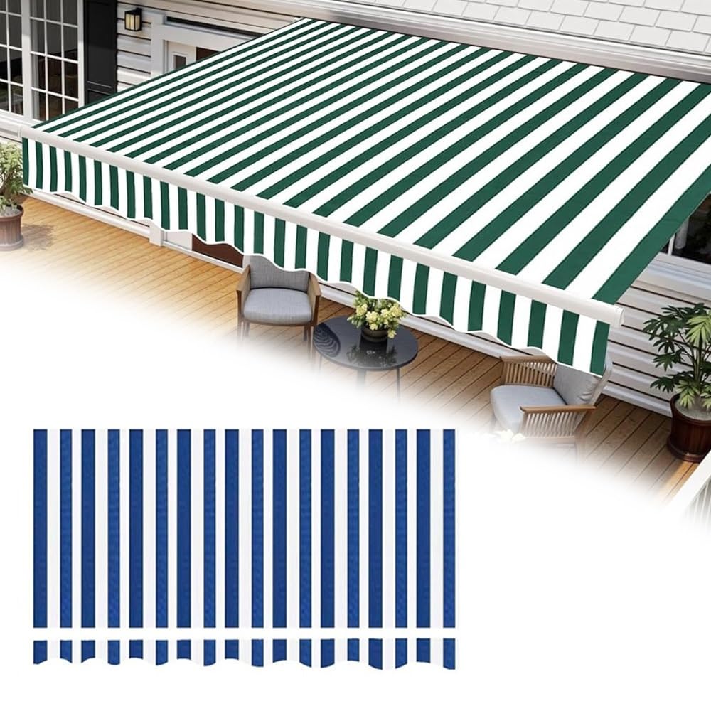 Copertura di ricambio per esterni, in poliestere, retrattile, colore blu e bianco, 3,5 x 2,5 m, perfetta per terrazze e giardini