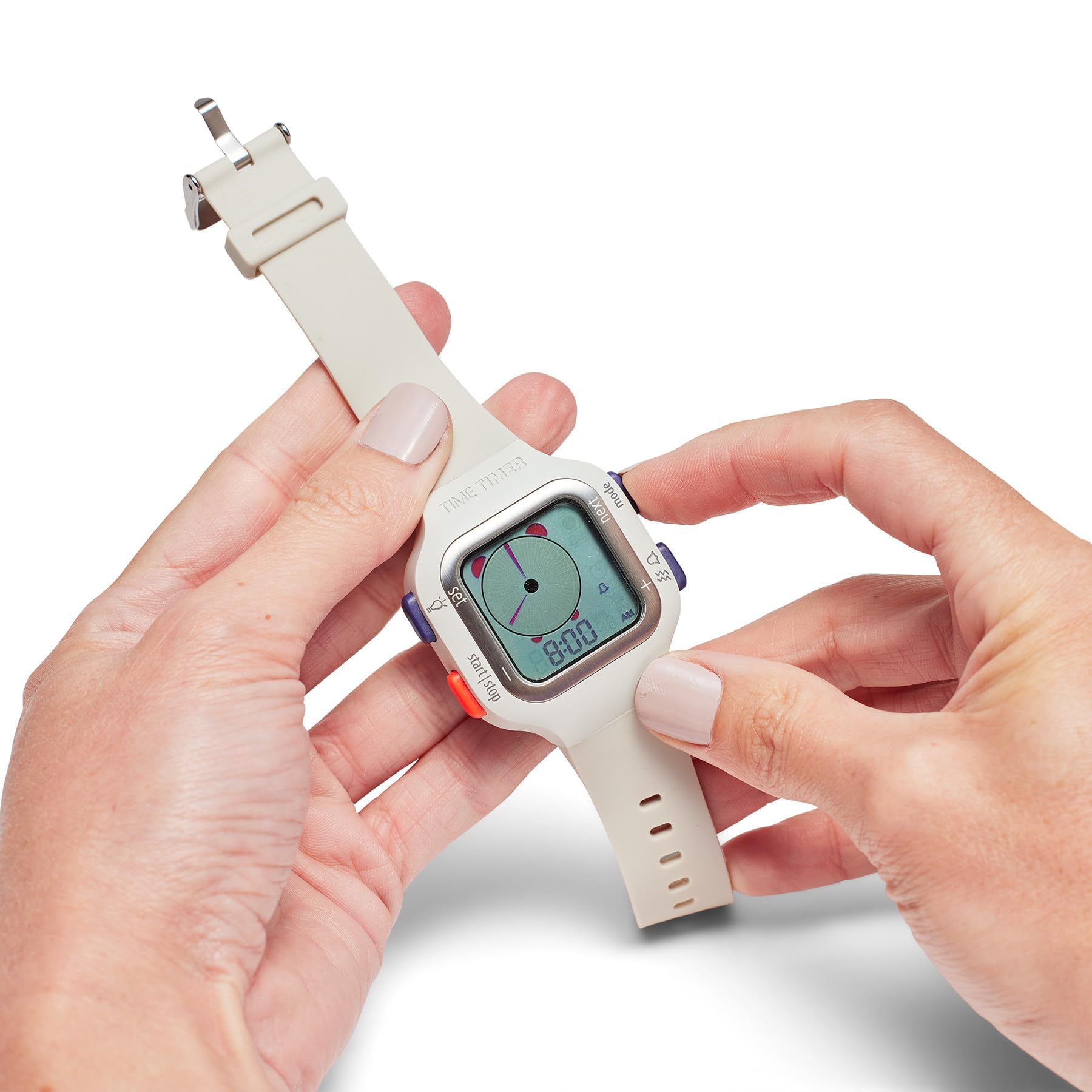 TIME TIMER Watch – Visueller analoger und digitaler 12-Stunden- oder 24-Stunden-Countdown-Timer für Kinder zum Lernen,Testen Workout-Tracker (Arktisches Weiß)
