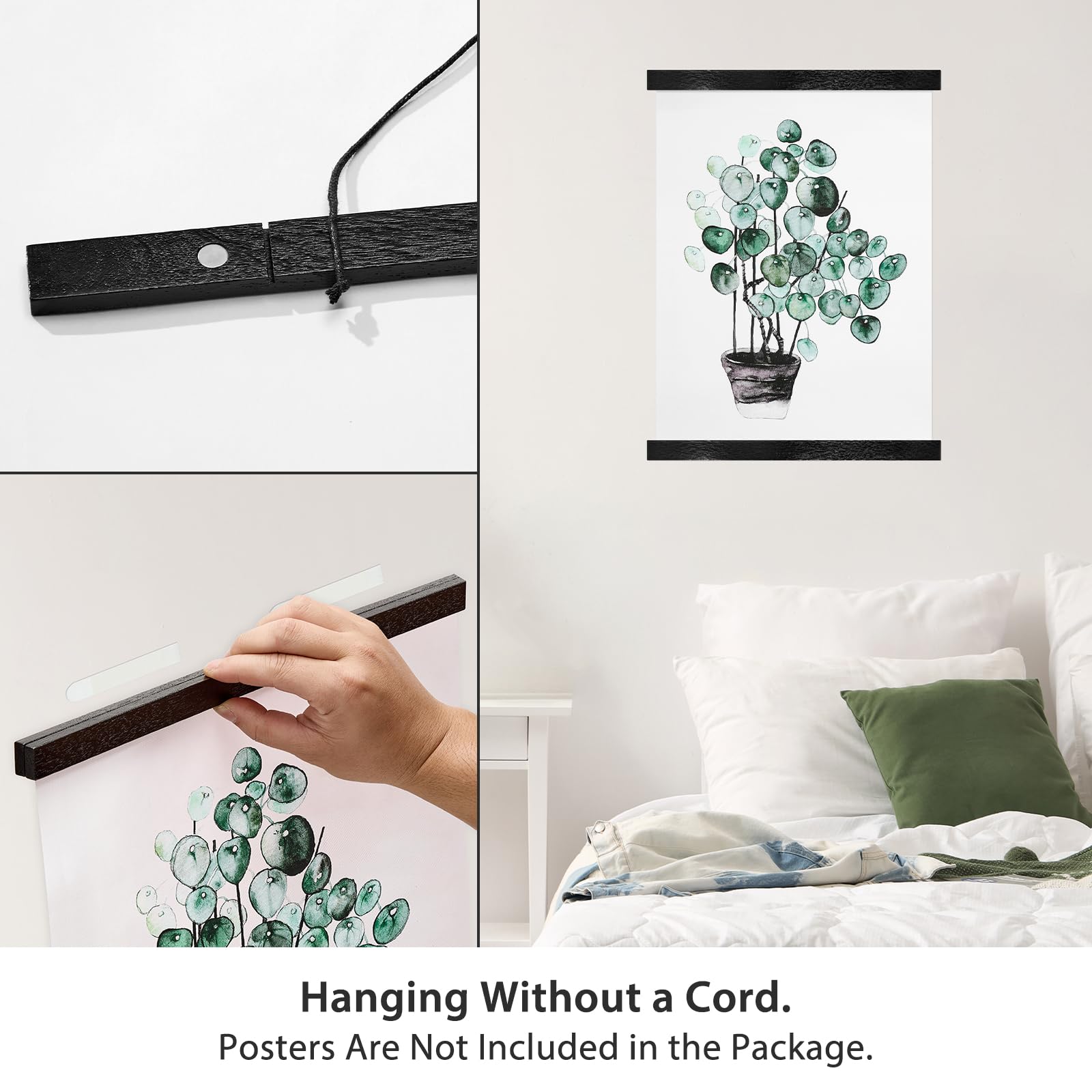 Cornice magnetica per poster, 61 x 91 cm, 61 x 76 cm, 61 x 76 cm, 61 x 81 cm, poster musicali di film, arte da parete, cornici in legno nero per grandi tele con mappe a diamante, decorazione per