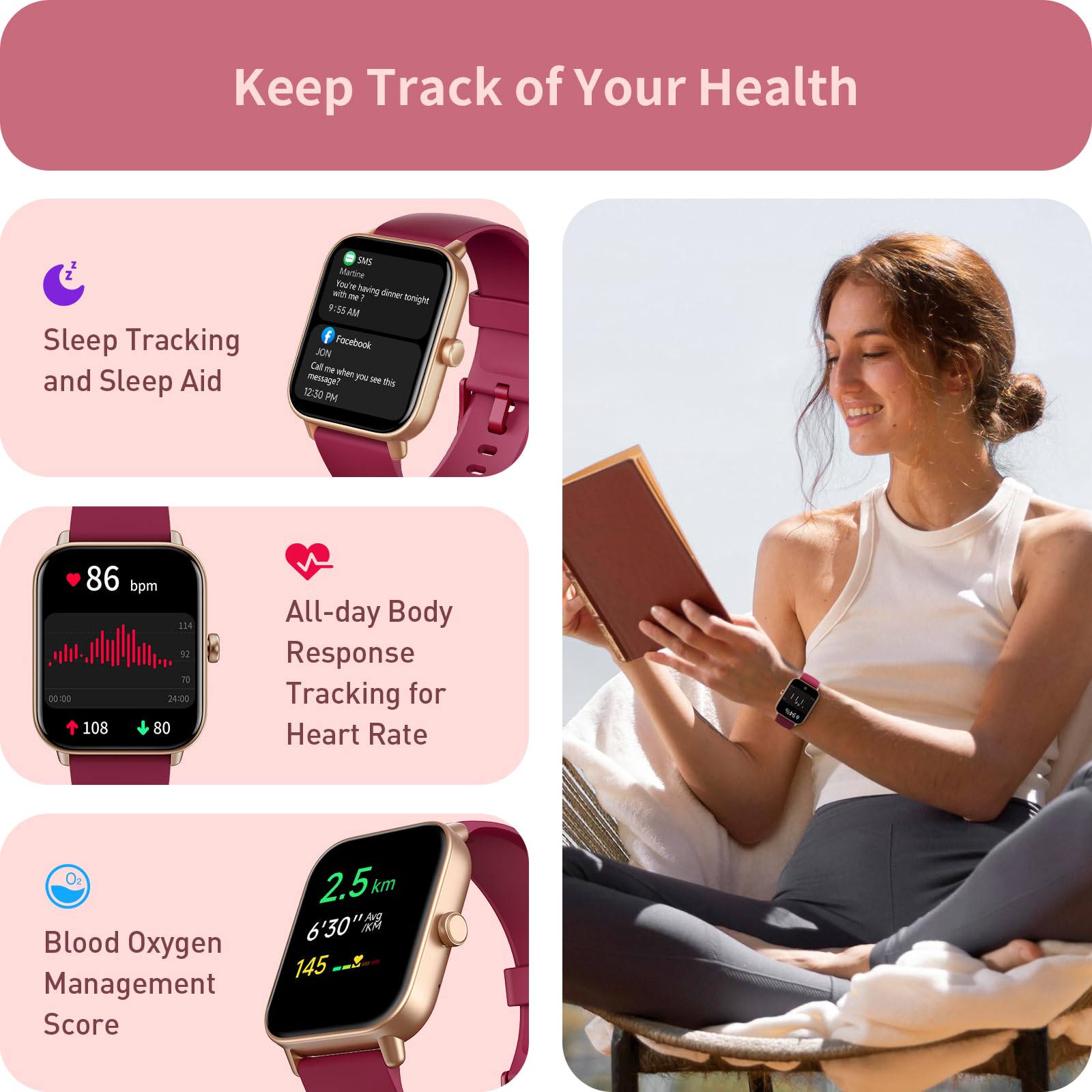 Smartwatch ENOMIR Con Chiamate - 1.8" Touch, Cardiofrequenzimetro, SPO2, 100 Sport, Alexa, Impermeabile IP68
